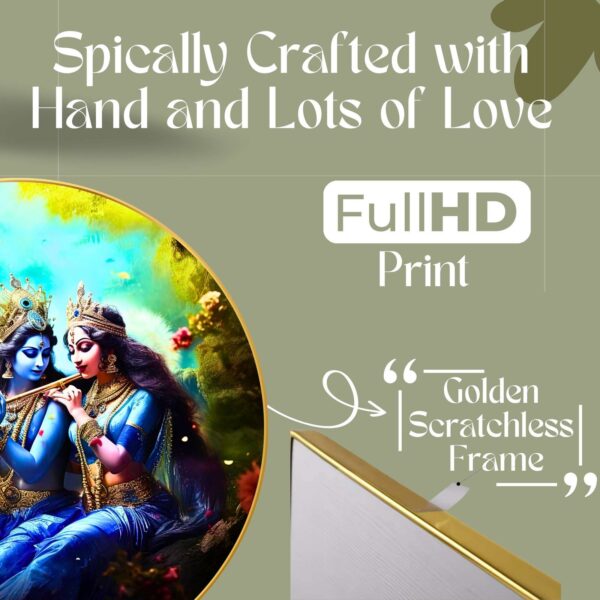 Wall Painting for Wall Decoration with Frame Sparkle Glossy Round Golden Framed Large Painting Office, Living Room, Bedroom, Home Decoration - Image 3
